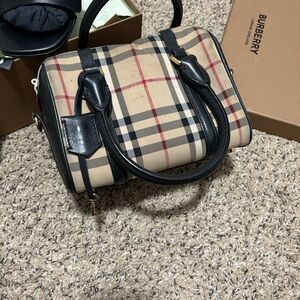 Burberry Beige and Black Plaid Handbag
